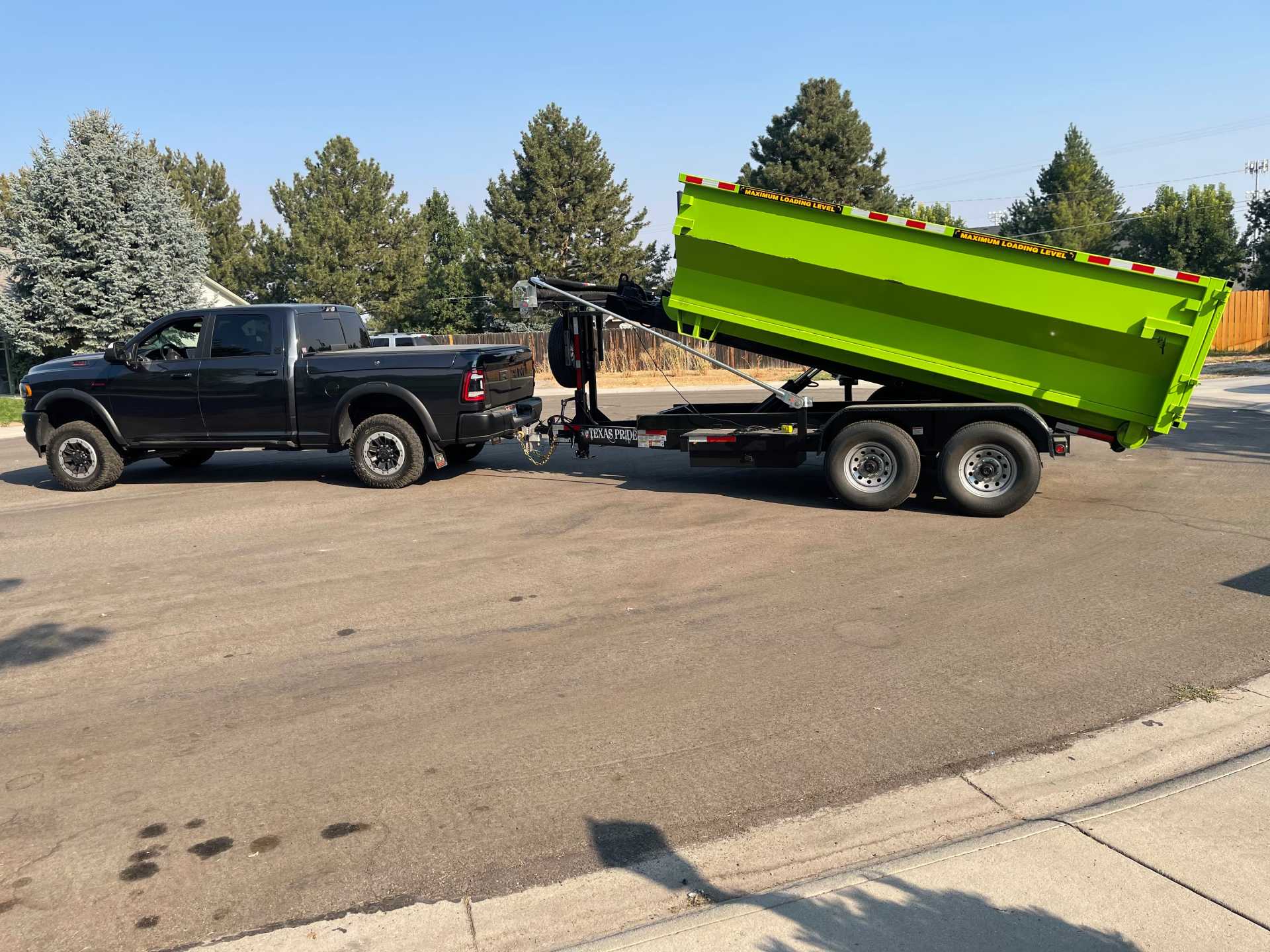 17 cubic yard roll of dumpster with black pick up